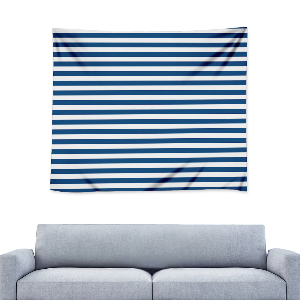Blue And White Striped Pattern Print Tapestry
