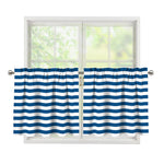Blue And White Striped Pattern Print Tier Curtains