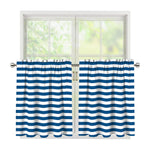Blue And White Striped Pattern Print Tier Curtains