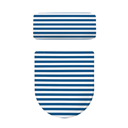 Blue And White Striped Pattern Print Toilet Lid And Tank Cover Set