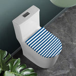 Blue And White Striped Pattern Print Toilet Lid Cover