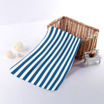 Blue And White Striped Pattern Print Towel