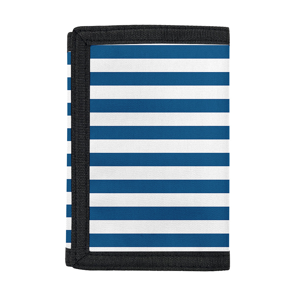 Blue And White Striped Pattern Print Trifold Wallet