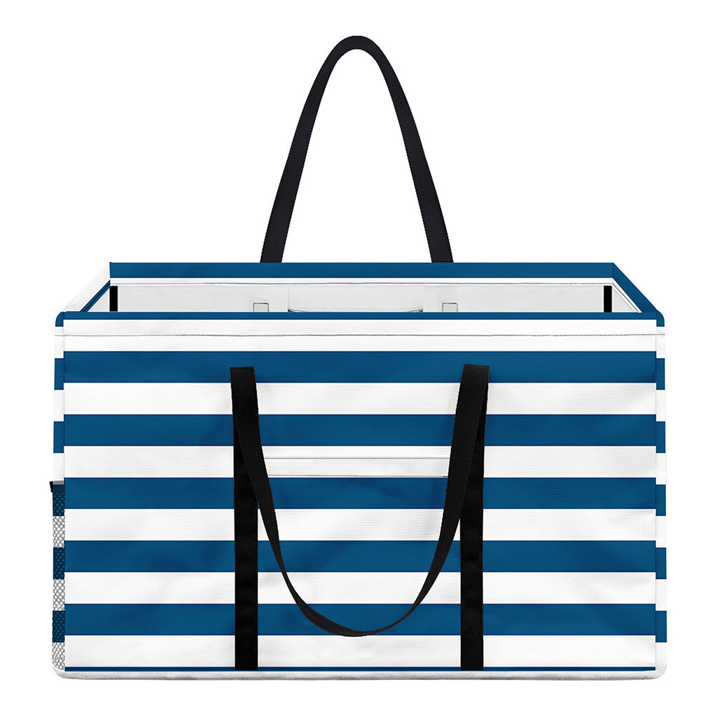 Blue And White Striped Pattern Print Utility Tote Bag