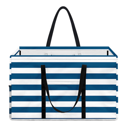 Blue And White Striped Pattern Print Utility Tote Bag