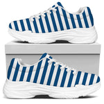 Blue And White Striped Pattern Print White Chunky Shoes