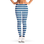 Blue And White Striped Pattern Print Women's Leggings
