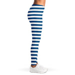 Blue And White Striped Pattern Print Women's Leggings