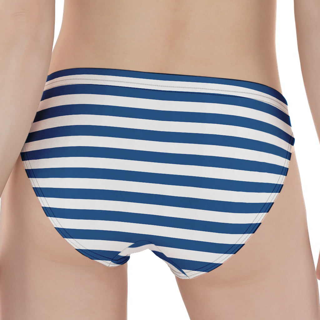 Blue And White Striped Pattern Print Women's Panties