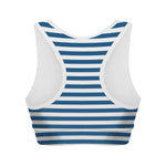 Blue And White Striped Pattern Print Women's Sports Bra