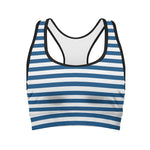 Blue And White Striped Pattern Print Women's Sports Bra