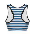 Blue And White Striped Pattern Print Women's Sports Bra
