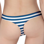 Blue And White Striped Pattern Print Women's Thong