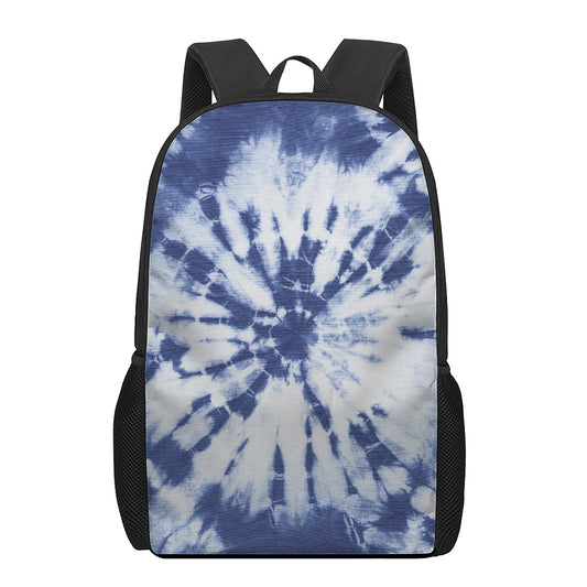 Blue And White Tie Dye Print 17 Inch Backpack
