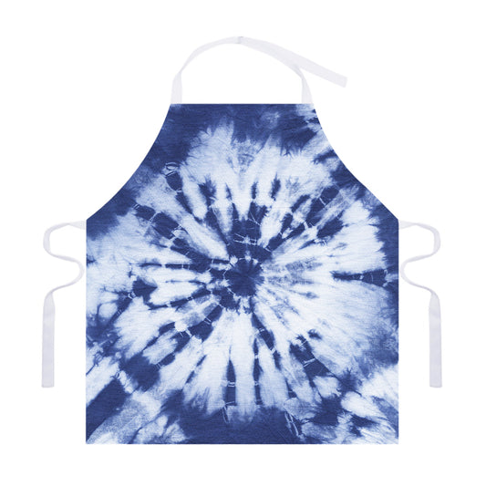 Blue And White Tie Dye Print Adjustable Apron