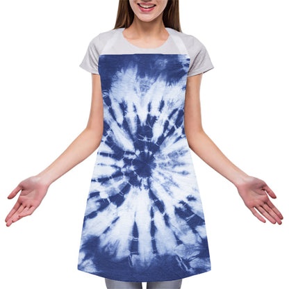 Blue And White Tie Dye Print Adjustable Apron
