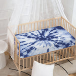 Blue And White Tie Dye Print Baby Crib Sheet