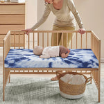 Blue And White Tie Dye Print Baby Crib Sheet