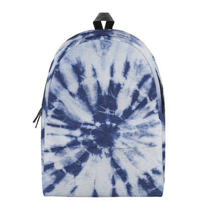 Blue And White Tie Dye Print Backpack