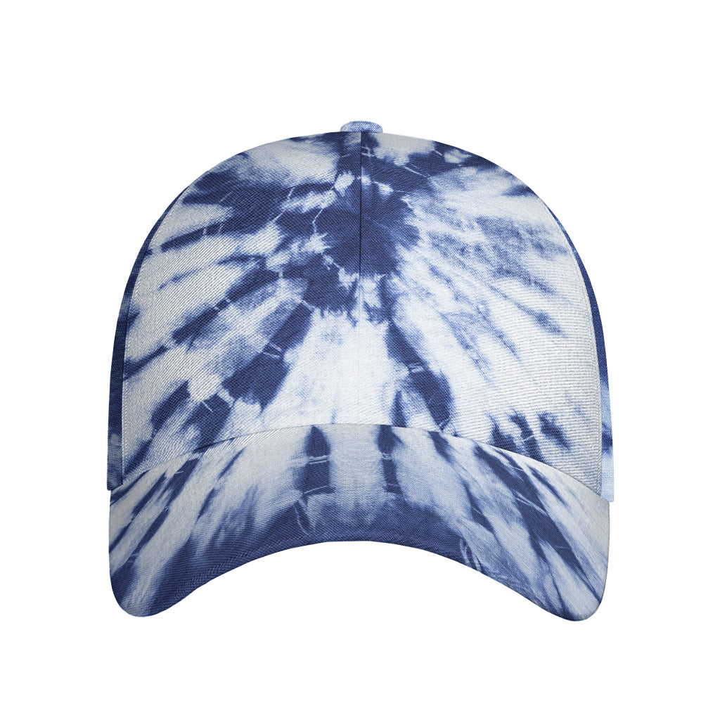 Blue And White Tie Dye Print Baseball Cap
