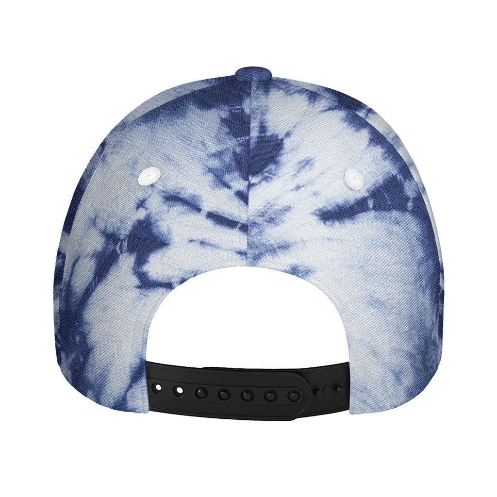Blue And White Tie Dye Print Baseball Cap