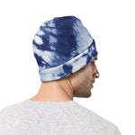 Blue And White Tie Dye Print Beanie