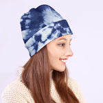 Blue And White Tie Dye Print Beanie