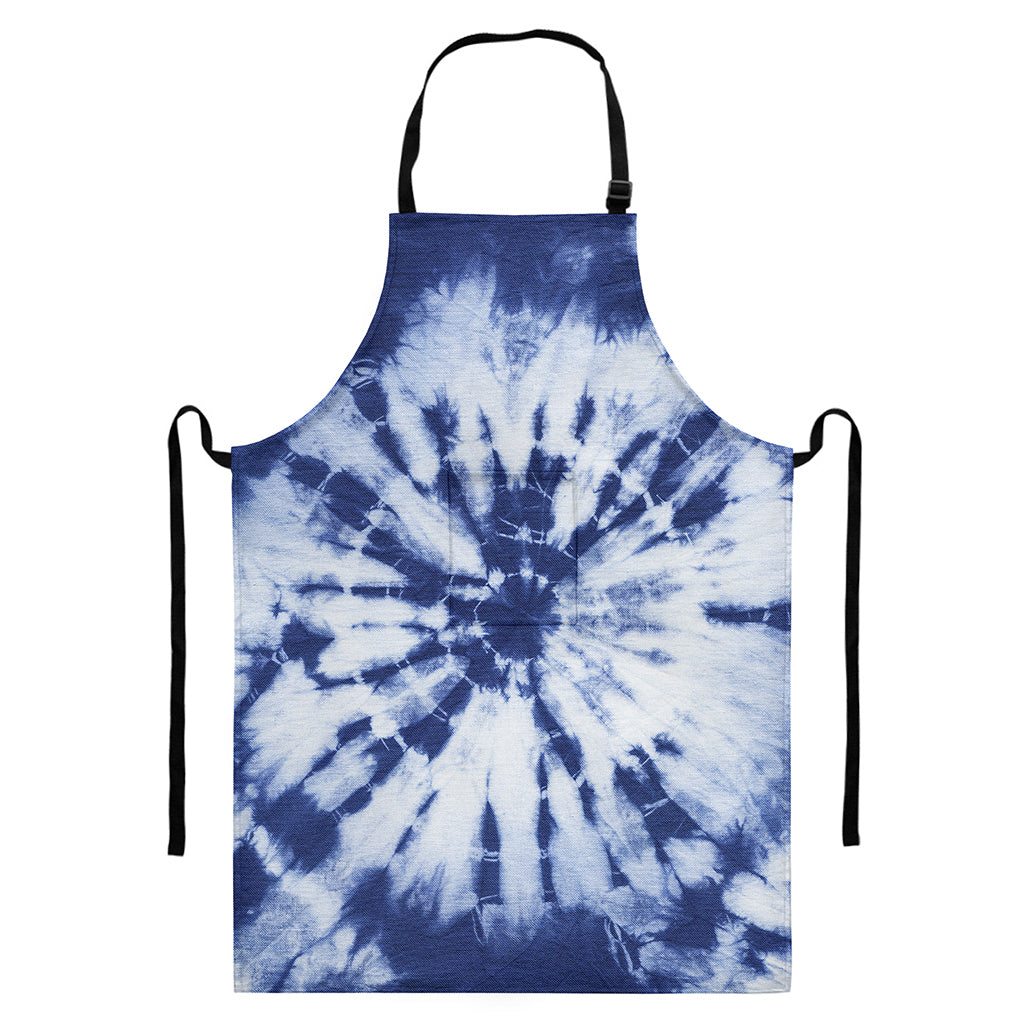 Blue And White Tie Dye Print Bib Apron With Pocket