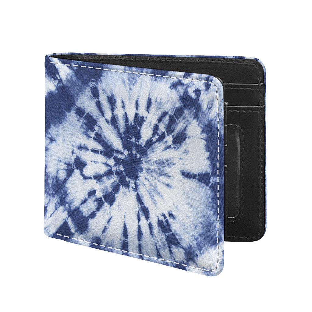 Blue And White Tie Dye Print Bifold Wallet