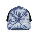 Blue And White Tie Dye Print Black Mesh Trucker Hat