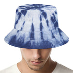 Blue And White Tie Dye Print Bucket Hat