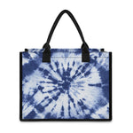 Blue And White Tie Dye Print Canvas Tote Bag