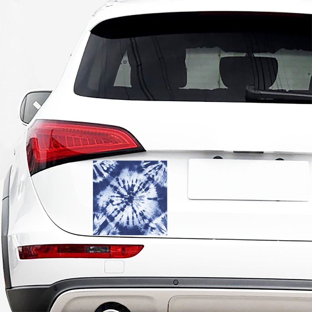 Blue And White Tie Dye Print Car Sticker