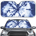 Blue And White Tie Dye Print Car Windshield Sun Shade