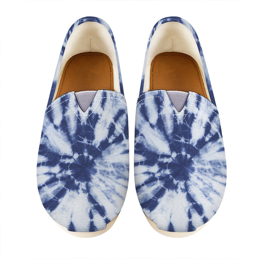 Blue And White Tie Dye Print Casual Shoes