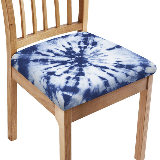Blue And White Tie Dye Print Chair Cushion Cover