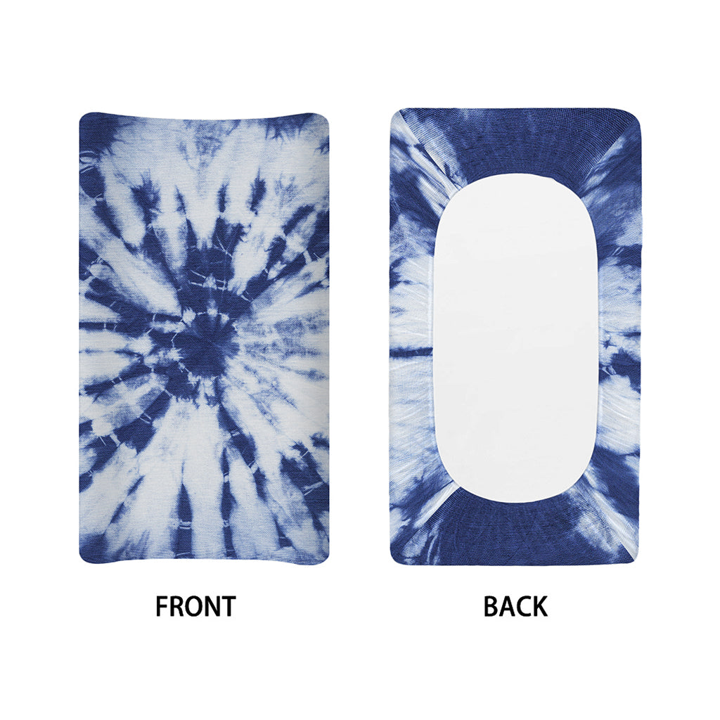 Blue And White Tie Dye Print Changing Pad Cover