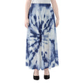 Blue And White Tie Dye Print Chiffon Maxi Skirt