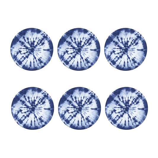 Blue And White Tie Dye Print Coaster Set