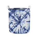 Blue And White Tie Dye Print Collapsible Laundry Basket
