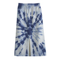 Blue And White Tie Dye Print Cotton Front Slit Maxi Skirt