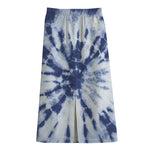 Blue And White Tie Dye Print Cotton Front Slit Maxi Skirt