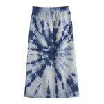 Blue And White Tie Dye Print Cotton Front Slit Maxi Skirt