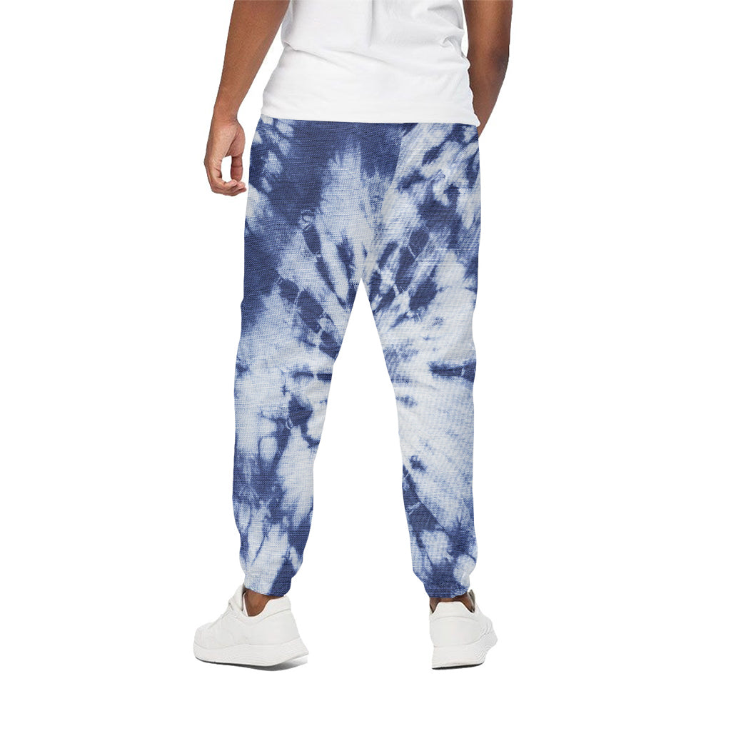 Blue And White Tie Dye Print Cotton Pants