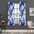 Blue And White Tie Dye Print Grommet Curtain Panels