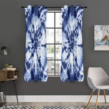 Blue And White Tie Dye Print Curtain
