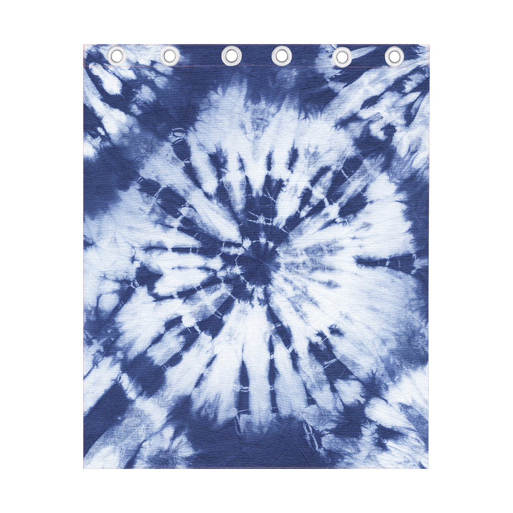 Blue And White Tie Dye Print Curtain