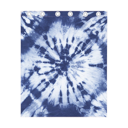 Blue And White Tie Dye Print Curtain