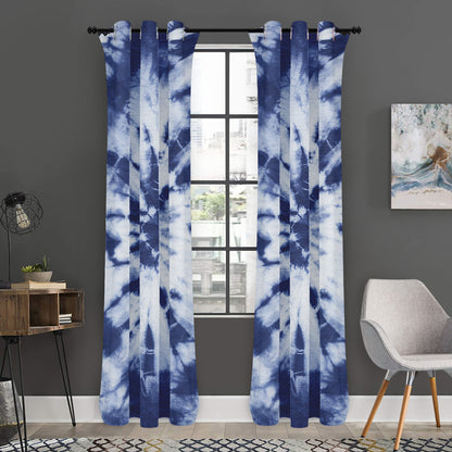 Blue And White Tie Dye Print Curtain