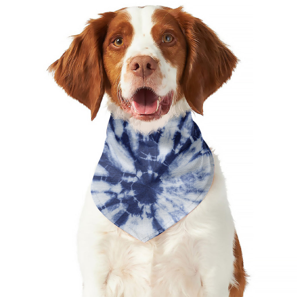 Blue And White Tie Dye Print Dog Bandana